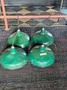 Vintage Industrial Green Enamel Barn Lights, 15 Â½" Diameter