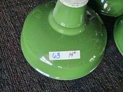 5 Green Industrial Pendant Light Fixtures, 14" Shade Diameter, Wall-Mounted Gooseneck