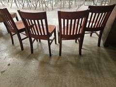 Set of 4 Wooden Dining Chairs, Slat Back, brown color