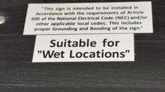 Illuminated Sign, LED Lighting, 66x7x42 inches, Suitable for Wet Locations
