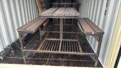 Metal and Wood Picnic Table with Benches