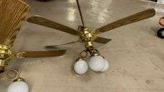Brass Finish Ceiling Fan with Lights, 66" Width