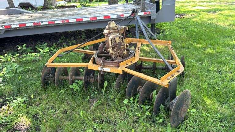 3 Point Disc Harrow, 14 Discs, Yellow Frame