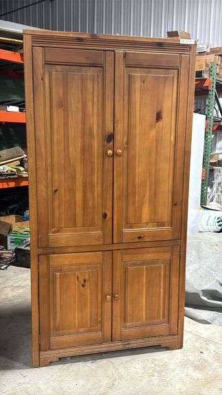Natural Wood Finish Wooden Cabinet, 79x40x21 inches, 4 Doors