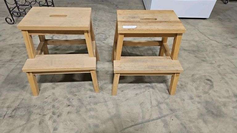 Natural Step Tools Natural Wooden Two-Step Stools with Cut-Out Handle - McLaughlin ...