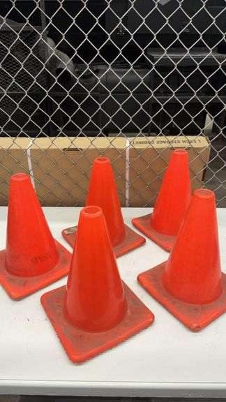 Set of 5 Orange 12-inch Stackable PVC Traffic Safety Cones - McLaughlin ...