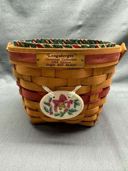 Longaberger 1994 Christmas Collection Jingle Bell Basket with liner, protector and product card