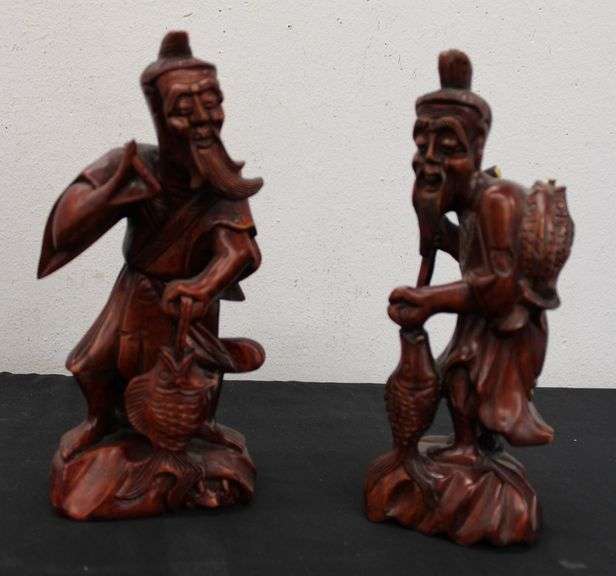 wood Carved Chinese Fishermen