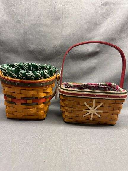 Longaberger 1998 Little Joy Basket with liner, protector and product card & 2009 Holiday Treats Snow