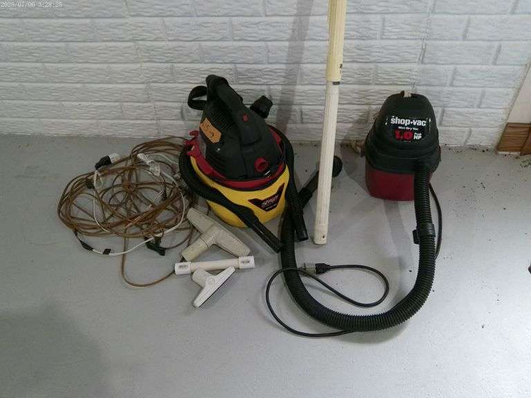 Stinger wet/dry vac and Shop vac 1.0 wet/dry vac. Located in basement.