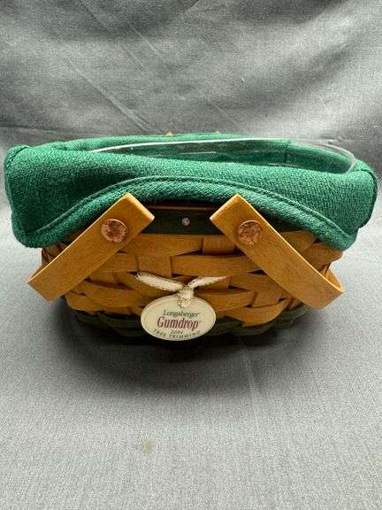 Longaberger 2004 small Tree Trimming Gumdrop Basket with liner, protector, tie- on and product card