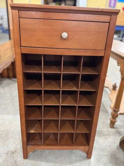 159 - 9 manufactured wood wine rack with drawer. 38" tall