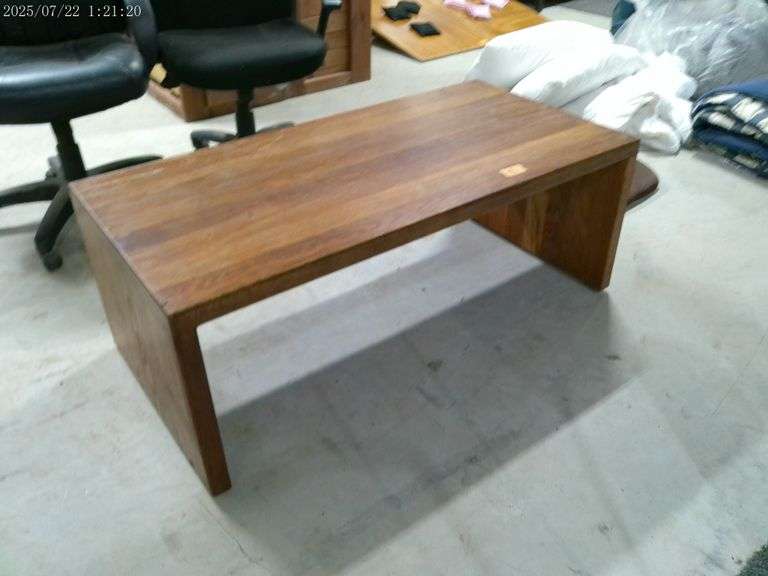Wooden coffee table 48 by 24 inches, 18 inches tall