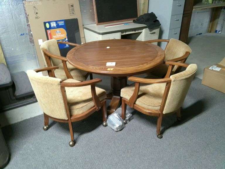 Kitchen table with 4 chairs on casters