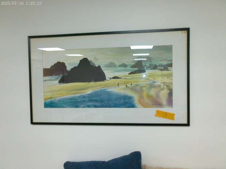 Picture, beach scene. 36" x 21". In basement