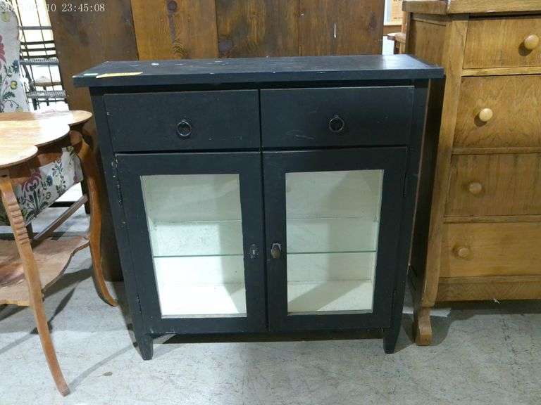 310 - 45 Black/ white painted cabinet. 36" wide x11" deep x 37" tall