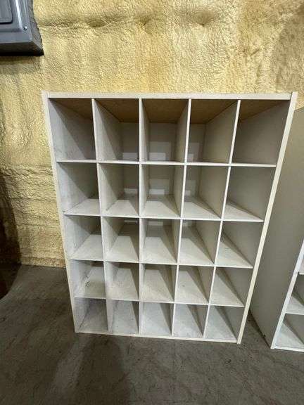 White cube organizer. 24" wide, 32" tall