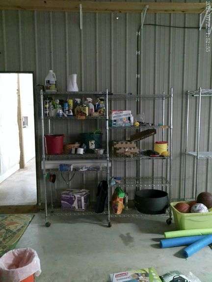 Double rolling wire rack 69 inches wide by 77 inches tall