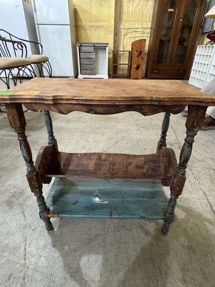 Primitive side table, some paint, slight damage