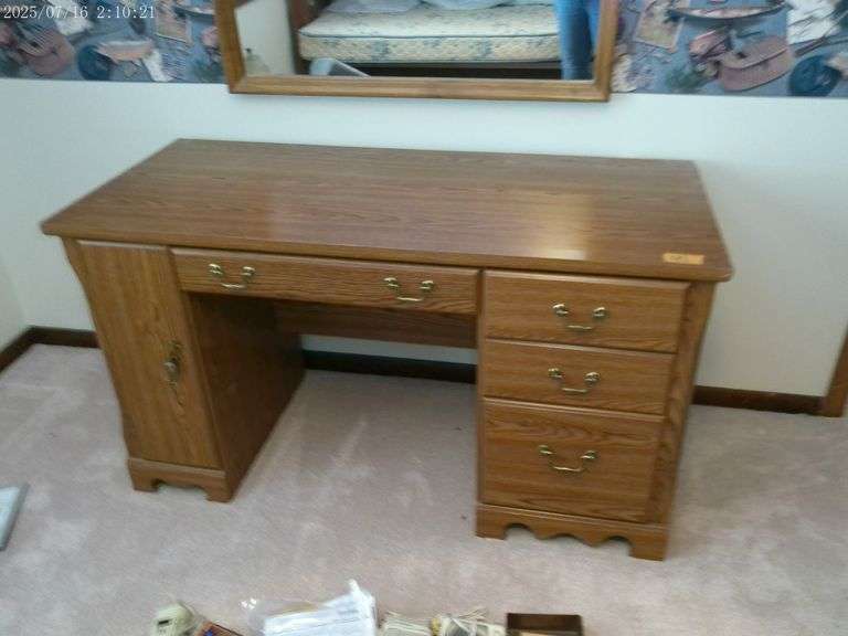 Knee hole computer desk. Upstairs