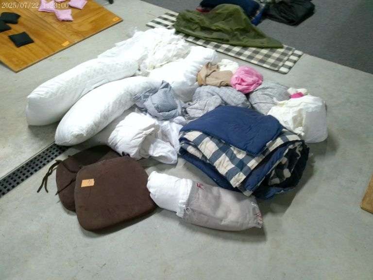 2 chair pads, mattress covers, pillows