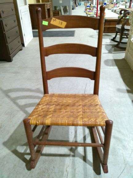 303 - 18 Cane bottom ladder back sewing rocker