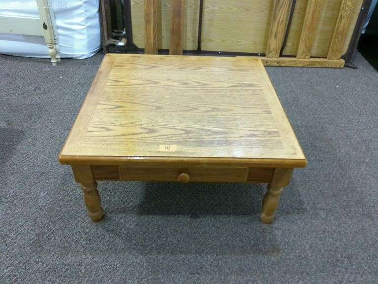 Single drawer Wooden coffee table 36 inches by 36 inches, 16 inches tall
