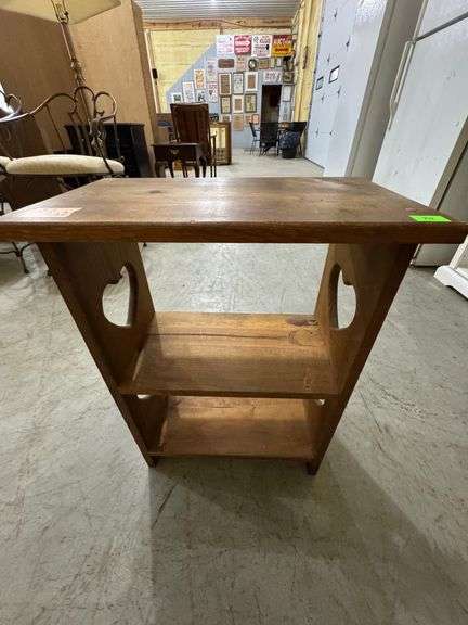 Small shelf with heart design. 20" wide, 11" deep, 26" tall