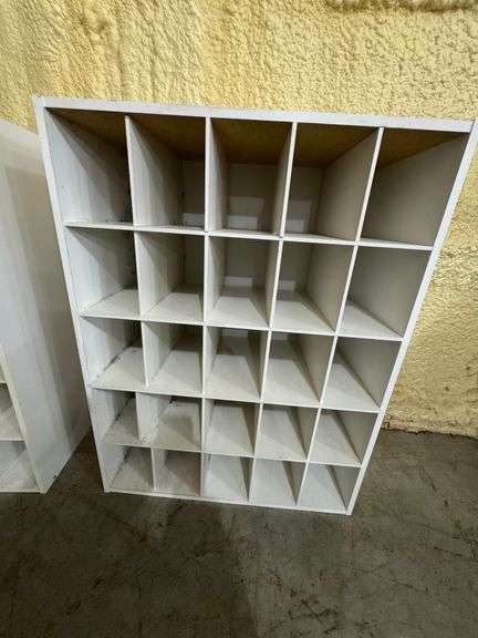 White cube organizer. 24" wide, 32" tall