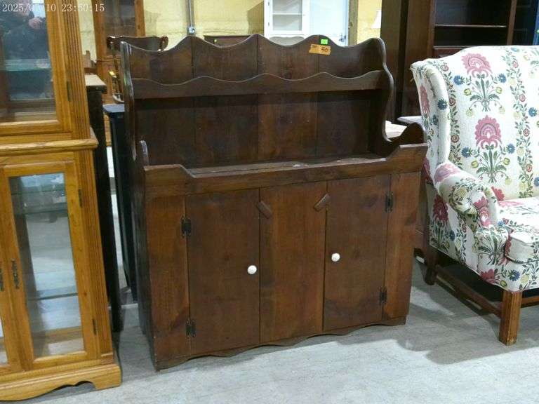 310 - 50 Primitive like dry sink. 45" wide x 20" deep x 50" tall Top is chipped and stained