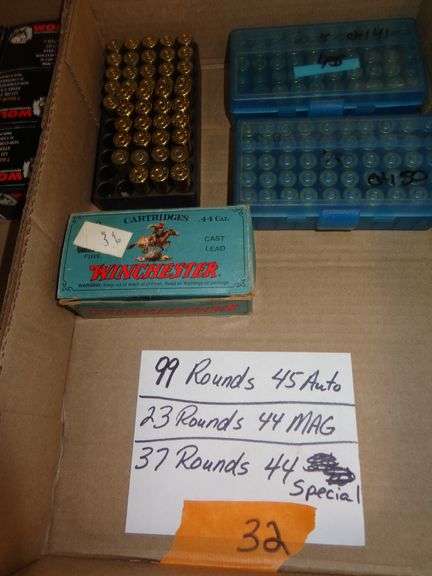 99 rounds 45 auto, 23 rounds 44 mag, 37 rounds 44 special