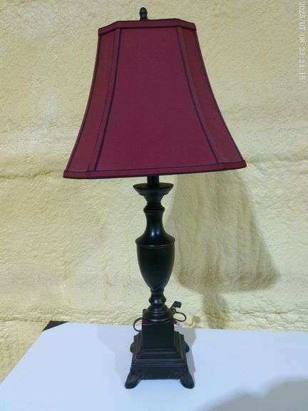 352 Table lamp with red shade. Very good condition