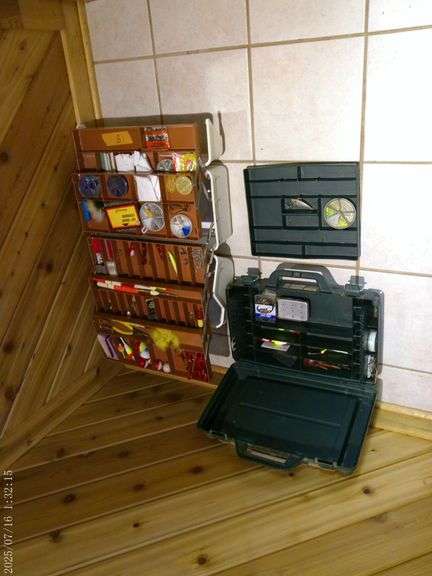 2 large tackle boxes and tackle. In basement
