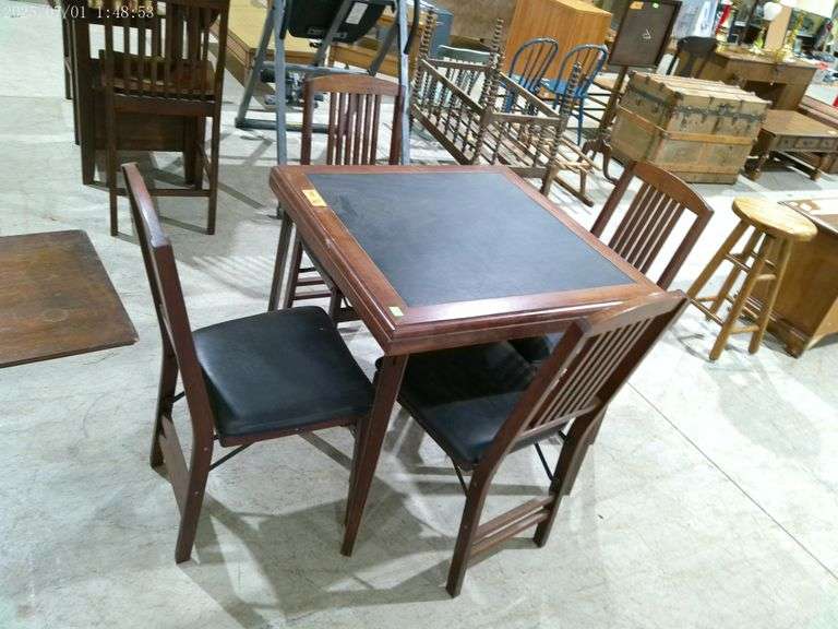 409 - folding card table and folding chairs