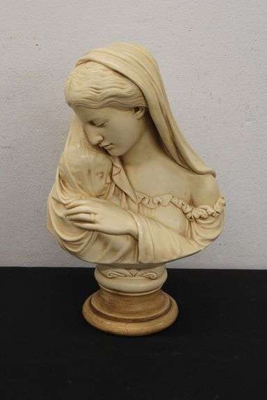Vintage Virgin Mary & Jesus Chalkware Bust