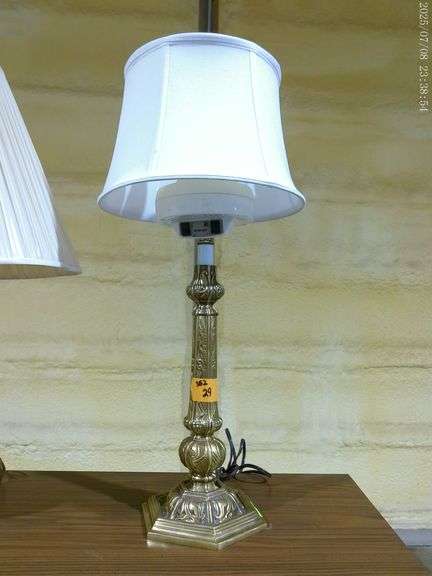 352 Brass table lamp with white shade