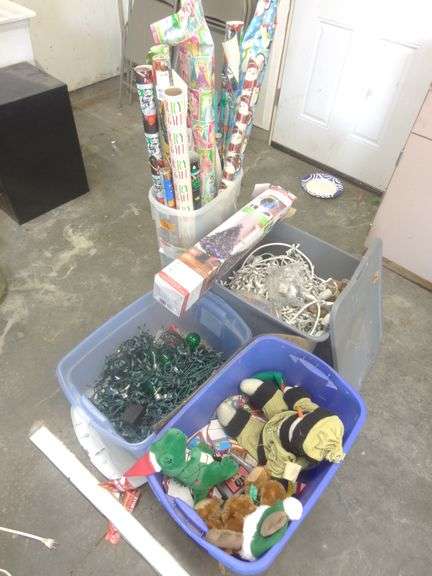 Lot of Christmas Items. Includes lights, small tree, gift tags, wrapping paper, and miscellaneous. S
