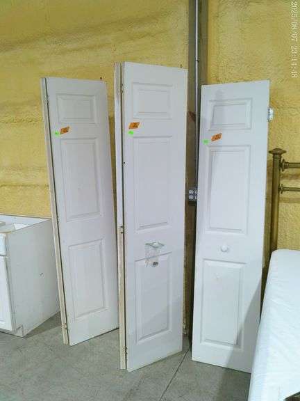 503- 2 bifold closet doors, 1 single panel with hinges. Each one is approximately 36" wide when clos