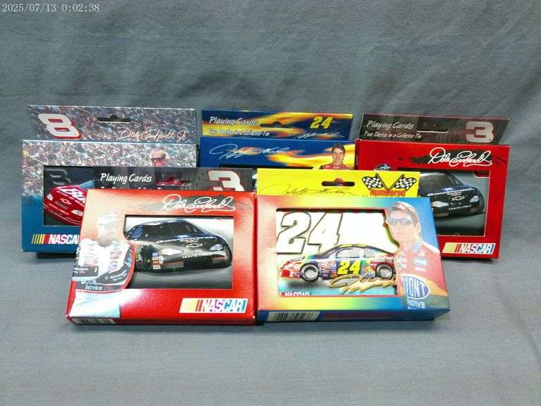 5 tin boxes of NASCAR playing cars - 2 decks in each tin