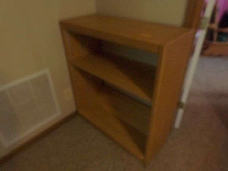 2 Shelf Bookshelf. 38" wide x 42" tall x 16" deep. See pictures for condition. Located Upstairs. Bri