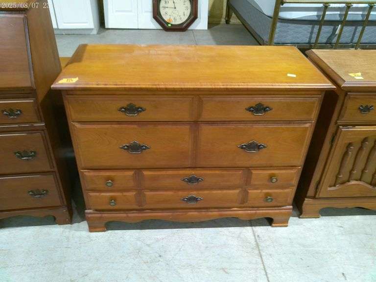 502- 3 drawer Early American chest of drawers, top is 42"x18"