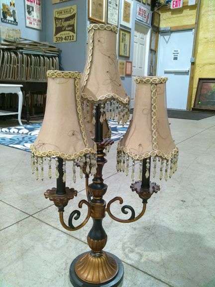 456 - Vintage chandelier style 4-light, (base has damage, see photo). 29" tall
