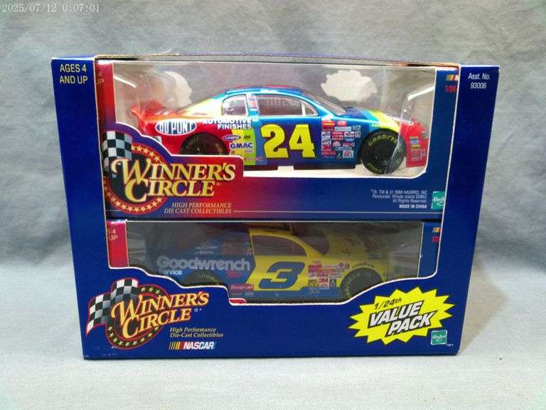 2 pack die cast 1:24 scale cars - Jeff Gordon, Dale Earnhardt. In boxes