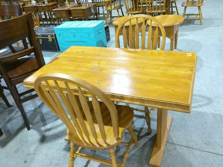 456 - wooden breakfast set with 48"x28" table. 2 chairs