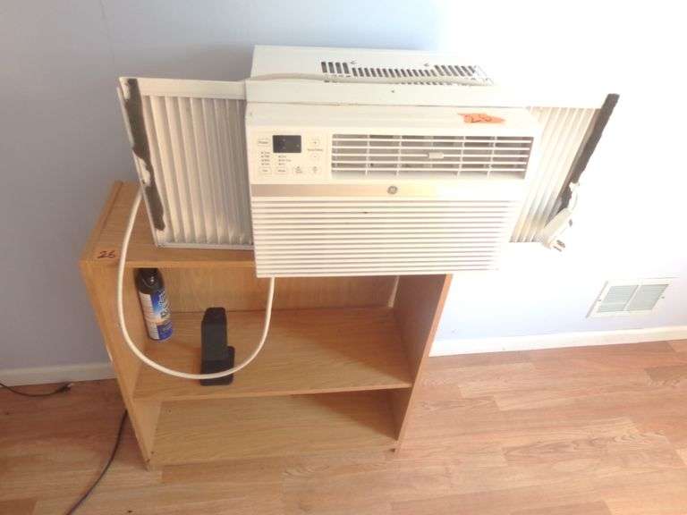 Bookshelf, GE Window Air Conditioner, and Phone Stand. All untested. AC unit is 18.5" wide x 12" tal