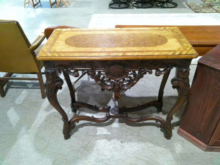504- Ornate Renaissance Revival style hall table. Top is 38"x18". 34" tall