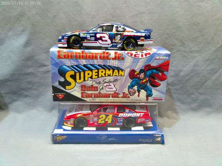 2 die cast 1:24 scale cars - Dale Earnhardt Jr, Jeff Gordon. In boxes
