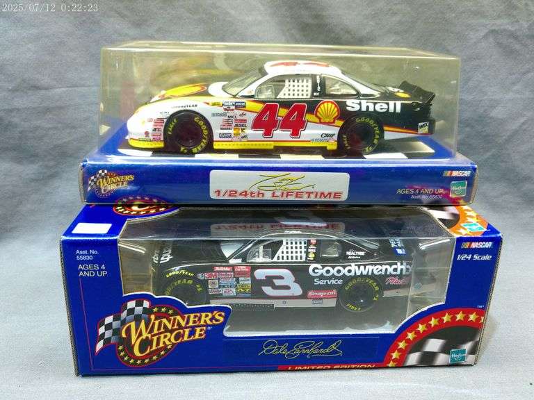 2 die cast 1:24 scale cars - Dale Earnhardt, Tony Stewart. In boxes