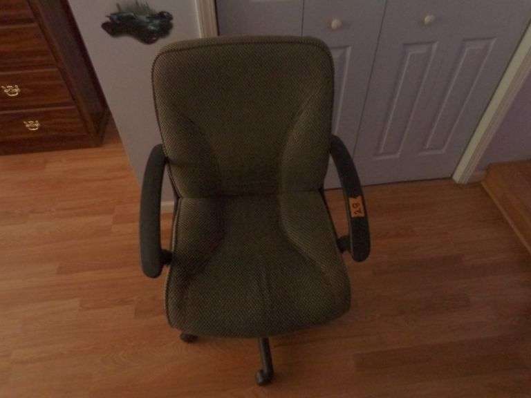 Computer Desk Chair and Metal Base Restaurant Style Table. table has some loose trim. Table is 30.5"