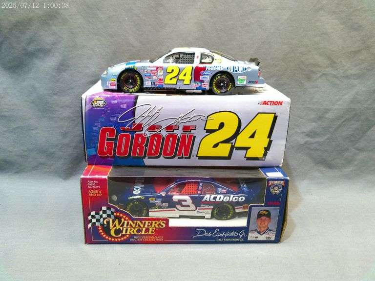 2 die cast 1:24 scale cars - Jeff Gordon, Dale Earnhardt Jr. In boxes